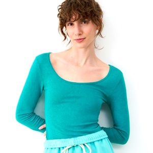 Old Navy Teal Solid Scoop Neck Knit Sweater, Women’s Size XS